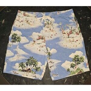 Vintage Polo Ralph Lauren Hawaiian Island Print Swim Trunks Board Shorts Mens 34